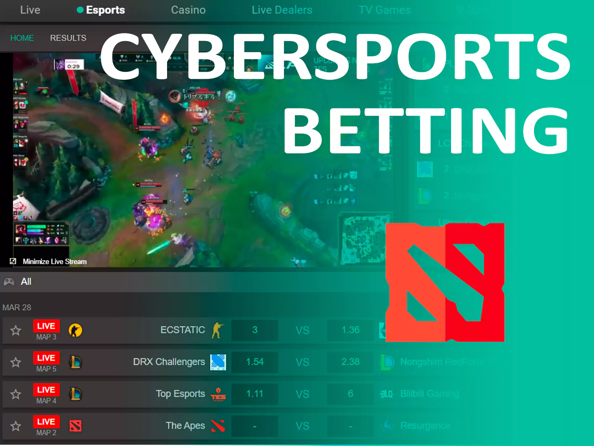 You can also bet on cybersport at Pin-Up.