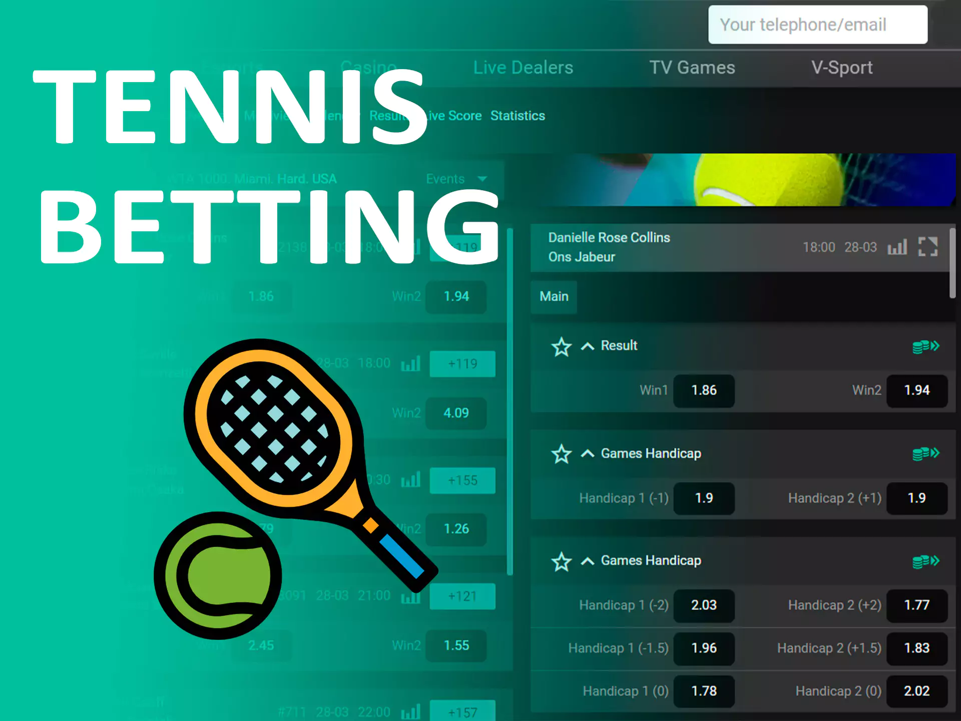ATP, WTA and ITF events are available for betting at Pin-Up.