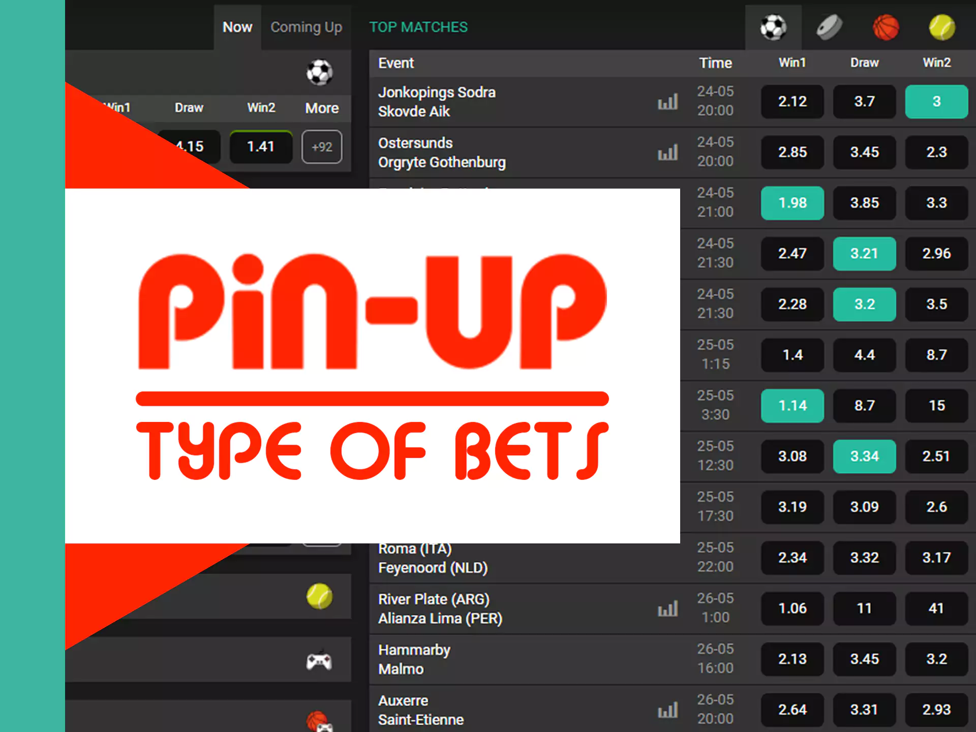 Place single and system bets in the Pin-Up app.