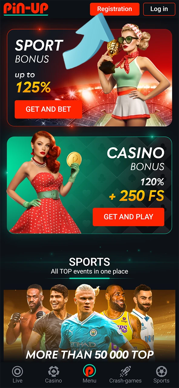 Visit our official Pin-Up Casino page and sign up.