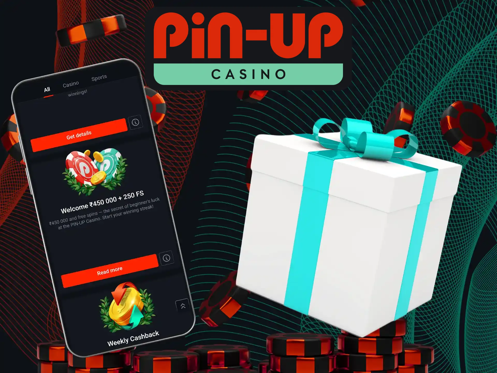 We give every new Pin-Up app casino customer a bonus on their first deposit!