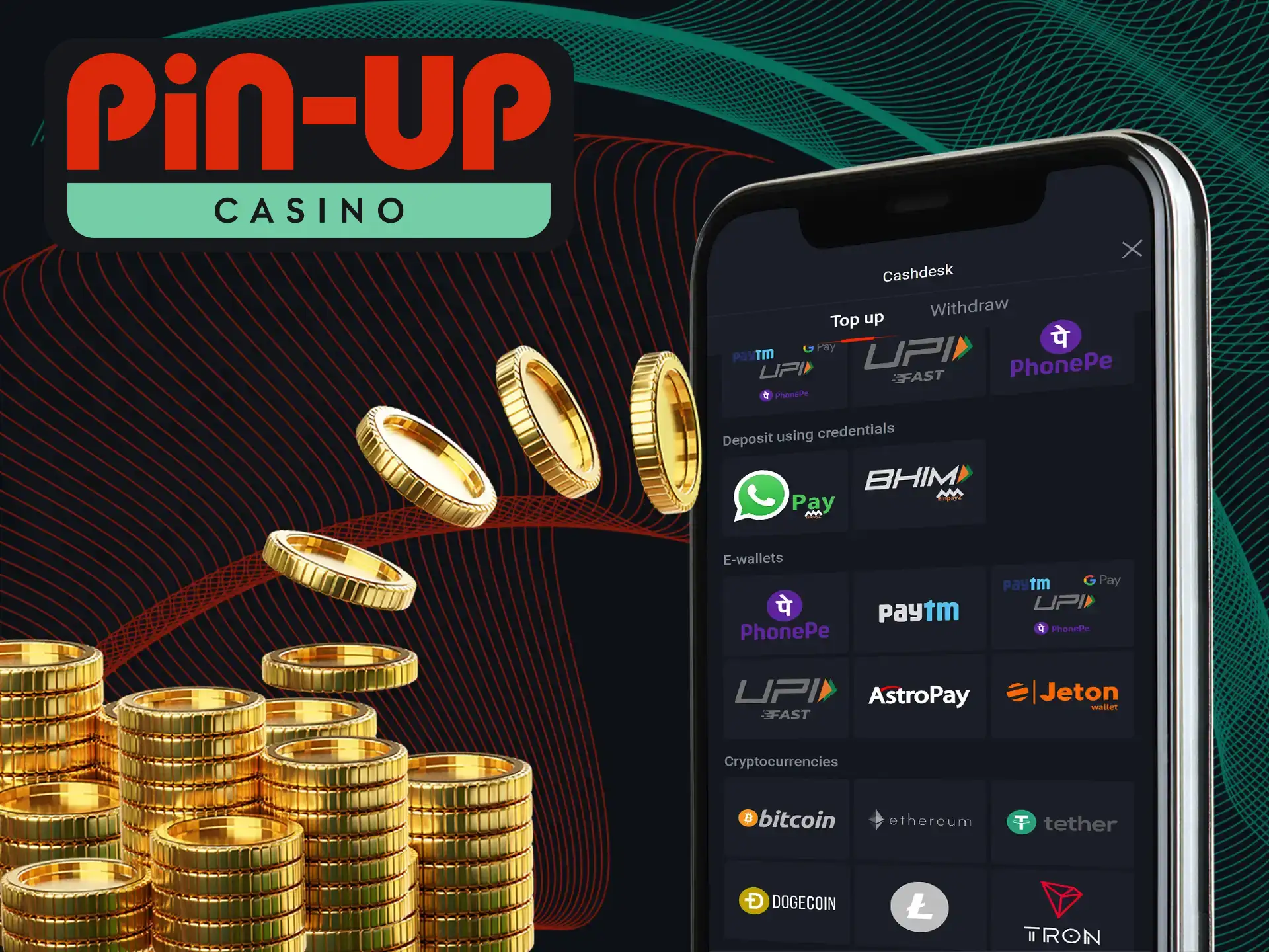 You have the option to deposit quickly and conveniently through the Pin-Up Casino app.