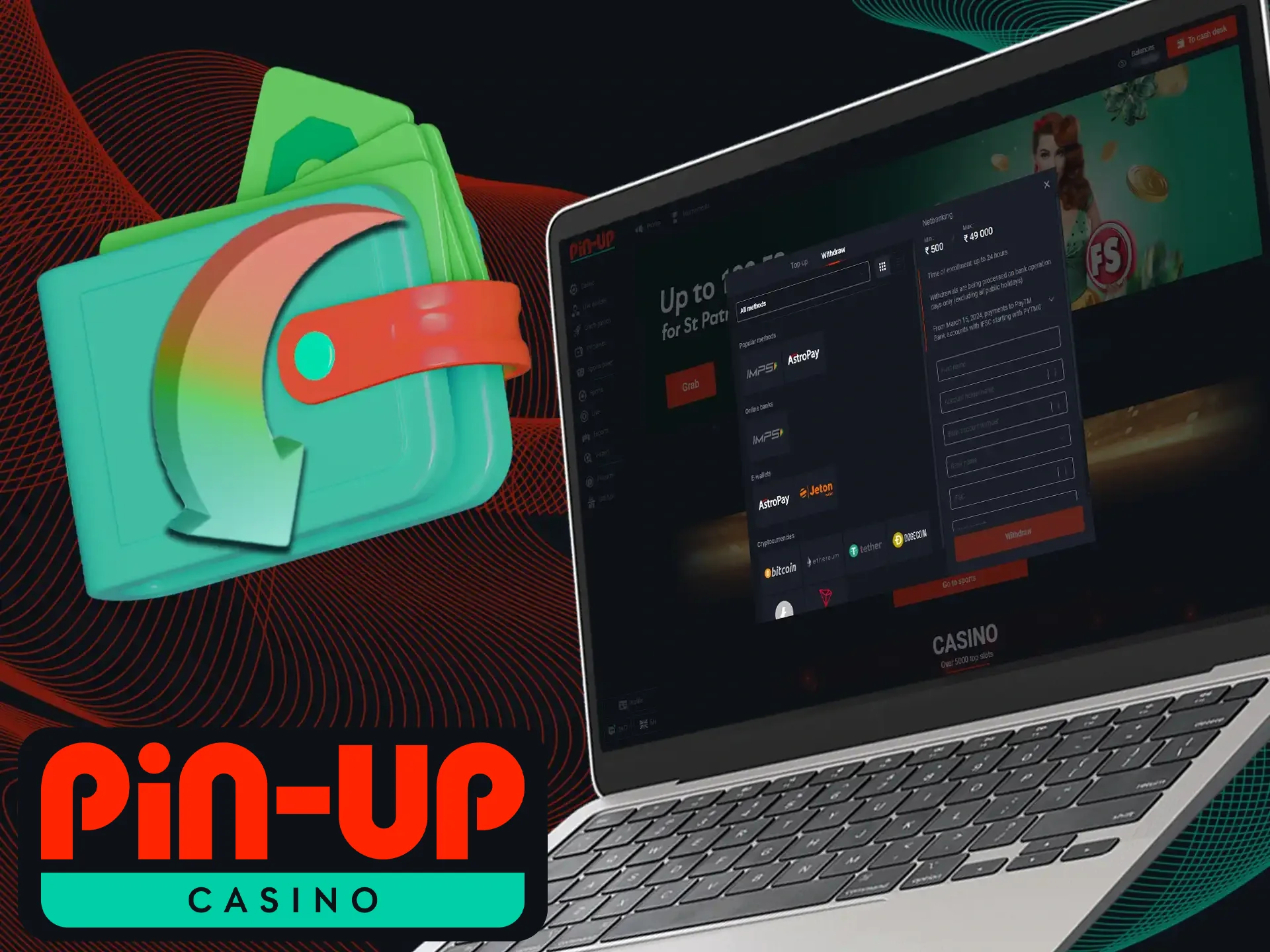 At Pin-Up Casino, you have the option to withdraw funds quickly and conveniently using a variety of methods.
