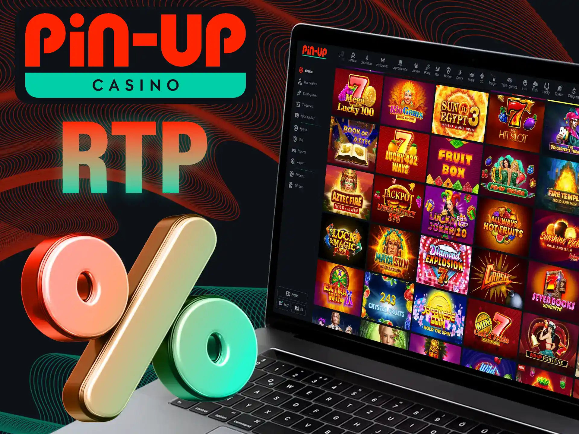 Pin-Up Casino offers slots with a variety of RTPs.