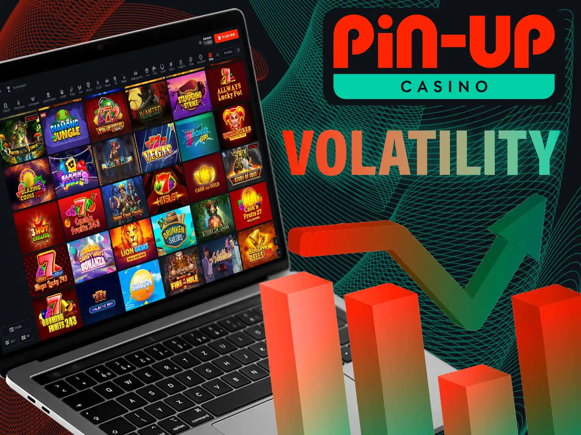 Pin-Up Casino offers a variety of slots with different volatility levels.